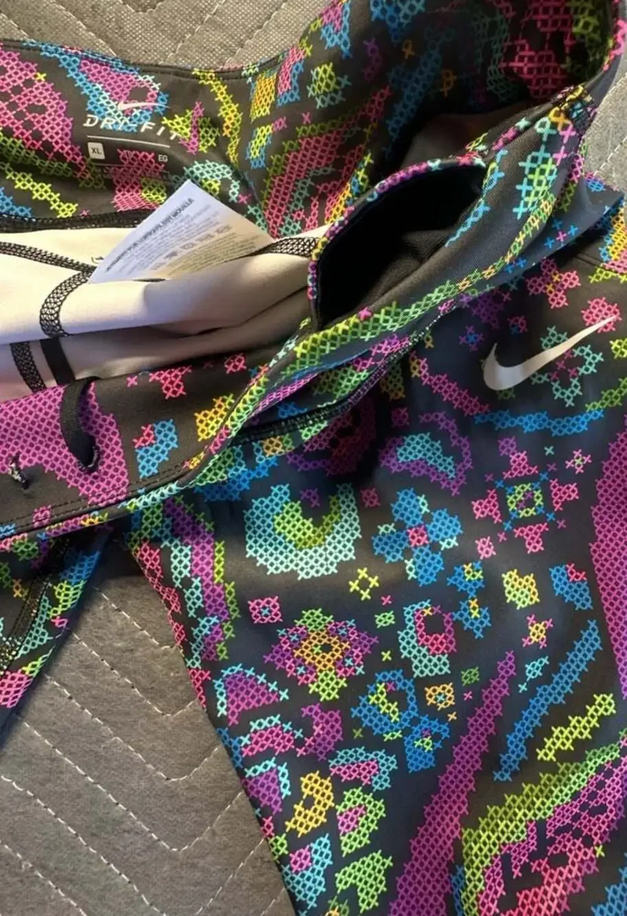 Nike Multicolor Floral Pixel Print Leggings - Pink, Green, Blue, Yellow